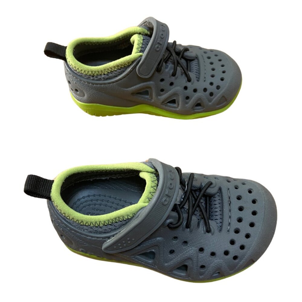 Toddler Crocs Swiftwater Play Gray and Green Water Shoes‎ Sandals Size 7 - Picture 3 of 6